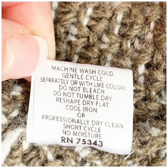 Italian Alpaca Open Front Cardigan Sweater S Brown White Fleck Shawl Collar - Picture 6 of 7